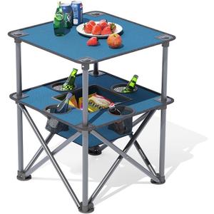 Folding Camping Table,Beach Tables for Sand Foldable,Camp Table,Comes with 4 Cup Holders and Storage Bags,Quick Unfolding and FoldingSuitable for Camping