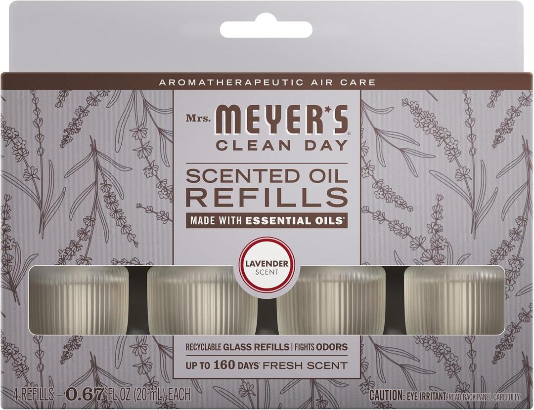 MRS. MEYER'S CLEAN DAY Scented Oil Refills, Lavender, Contains 3 .67 fl oz refills