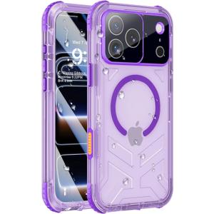 for iPhone 17 Pro Waterproof Case with Magsafe, Built-in [Camera & Screen Protector] [Lanyard], IP68 Water Proof Full Body Dustproof Heavy Duty Frosted Protective Phone Cover, 6.3" Purple