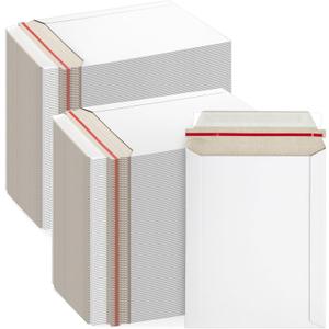 Juvale 500 Pack 7x9 Rigid Mailers - 450 GSM Thick Self Adhesive Stay Flat Cardboard Envelopes for Shipping Photos, Documents, Collectible Trading Cards (White)