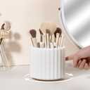 Anyoifax 360 Rotating Makeup Brush Holder 7 Slots Make Up Brush Organizer Removable Spinning Cosmetic Brushes Storage Pen Holder for Vanity, Dresser, Desk, White