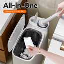 Small Bathroom Trash Can with Lid, Disposable Toilet Brush with 12 Refills, Toilet Bowl Cleaning Wand Set-2 Gallon Silm Garbage can and Toilet Brush Holder for Bathroom, Toilet, RV(White)