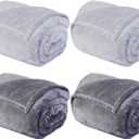 Peryiter 4 Pcs Fleece Throw Blanket Bulk Sofa Blanket Fuzzy Plush Warm Soft and Breathable Lightweight Throw Blankets for Couch for Living Room Bed Travel Couch Sofa(Light Gray, Dark Gray, 50'' X 60'')