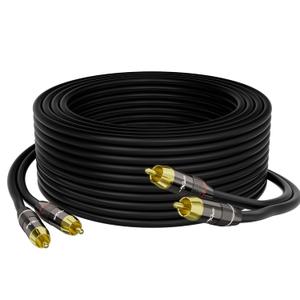 RCA Cable 40 FT, 2RCA to 2RCA Stereo Audio Cable, Zinc Alloy Shells, Oxygen-Free Copper, Gold-Plated Plugs2 RCA Audio Adapter Cord, for Home Theater, HDTV, Amplifier, Hi-Fi System, Car, Speaker