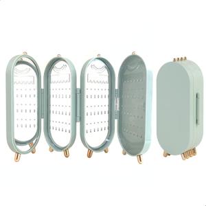 Foldable Earring Holder Jewelry Organizer Box with Mirror, 4-Layer Dustproof Earring Necklace Display Stand Jewelry Box with 153 Holes for Women and Girls, Gifts for Girl (Light Green) Foldable Earring Holder Jewelry Organizer Box with Mirror, 4-Layer Dustproof Earring Necklace Display Stand Jewelry Box with 153 Holes for Women and Girls, Gifts for Girl (Light Green)