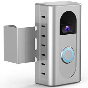 QIBOX Anti-Theft Video Doorbell Mount Compatible with Ring/ Blink Video Doorbell 4/ 3/ 3 Plus/ 2/ 1/ (2020 Release), Adjustable No-Drill Mounting Bracket Adapter Holder Accessories for Home Rentals, Silver