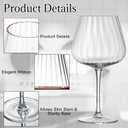 Set of 6 Ribbed Wine Glasses, Stemmed Wine Glasses, Vintage Ribbed Glassware Sets for Red White, Champagne Sparkling Tasting, Cocktail, Anniversary, Dinner Party, Wedding(20 oz,Burgundy)