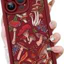 KANGHAR Case for iPhone 12 Pro Case, Cute Mushroom Art Design Soft TPU Shockproof Protective for Women Girls Slim Phone Cover-Wine Red