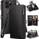 Compatible with iPhone 14 Pro Max 6.7" Wallet case with Zipper Credit Card HolderRFID Blocking,Flip Folio Book PU Leather Phone case Shockproof Cover Men Women for Apple14 Pro Max case Black