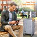 ALPHA CAMP Carry On Luggage 22x14x9 Airline Approved, Hardshell Durable PC+ABS Luggage with Spinner Wheels, Lightweight Travel Rolling Suitcase with Built-in TSA Lock,USB Port,Silver, 20 inch