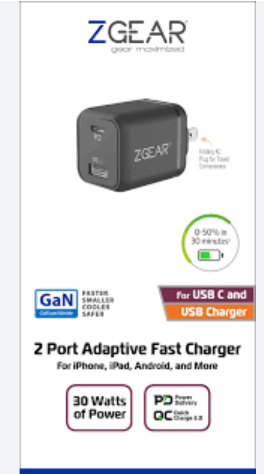ZGear 2 Port Adaptive Fast Charger,