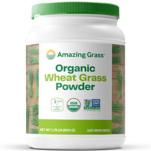 Amazing Grass Wheat Grass Powder: 100% Whole-Leaf Wheat Grass Powder for Energy, Detox & Immunity Support, Chlorophyll Providing Greens, 100 Servings, Best By: 04/2026