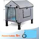 Heated Cat House for Outside, Waterproof Outdoor Cat Shelter with Thermostatic Pet Heating Pad for Winter, Large Elevated Pet Hetaing Bed with Rmoveable Canopy for All Seasons