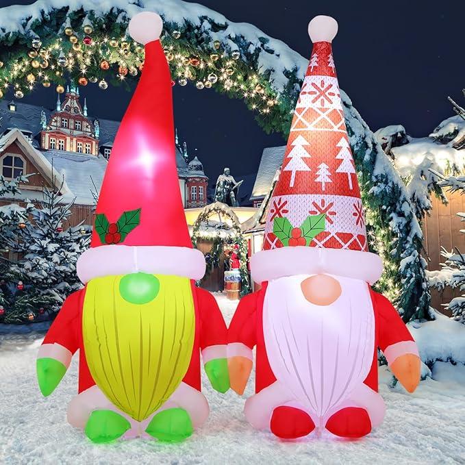 COMIN 5.2 FT Christmas Gnomes Inflatables Outdoor Decorations Inflatable with Tree Blow for Yard Party Lawn Decor