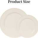 60 Pcs Ivory Plates, Beaded Design Disposable Plastic Plates for 30 Guests, Fancy Party Dishes 7.5 inch Dessert Plate and 10 inch Dinner Plate for Thanksgiving, Party, Bridal Shower