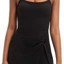 Women's Tennis Dress with Shorts Golf Athletic Workout Dress with Built-in Bra & Pockets Easy Peasy Shorts (Black, L)