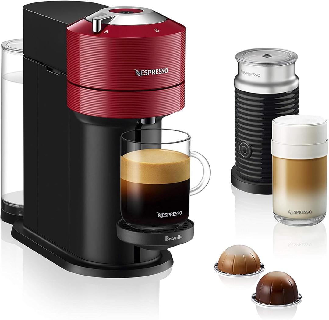 Nespresso Vertuo Next Coffee and Espresso Machine by Breville with Milk Frother, 1.1 liters, Cherry (Red)