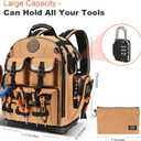 Tool Backpack with 2 Small Tool Bags LOKASS Heavy Duty Backpack Tool Bag with Molded Base,1680D Tool Organizer with Laptop Compartment & Combination Lock, Water-Resistant Electrician & HVAC Tool Bag