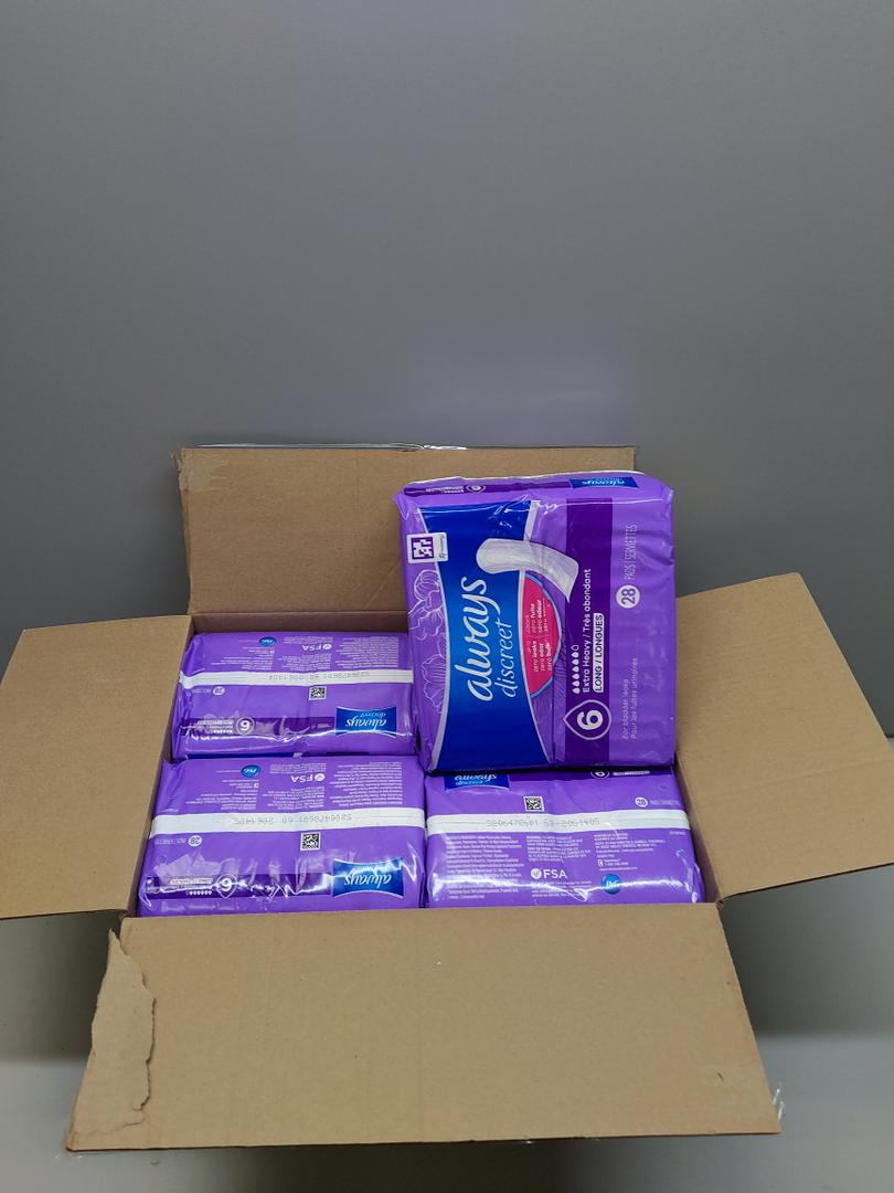 Always Discreet Adult Incontinence Pads for Women, Extra Heavy Absorbency, Long Length, Postpartum Pads, 112 Count (4 Packs of 28)