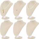 Huquary 6 Pcs Necklace Display Stand Necklace Holder Jewelry Bust Display Stands for Selling Home Store Trade Shows Photography Props Retail(Flaxen,Linen)