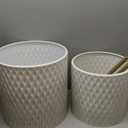 ARNIS Plants Pots with Stand,Set of 2 Flower Pots, Unique Mid Century Decorative Metal Flower Pots with Drainage,10.5&12.25 Inch, Grey and White
