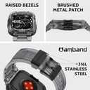 amBand Bands Compatible with Apple Watch 9/8/7 45mm, M1 Sport Series Rugged Case with TPU Strap Military Protective Tough Cover Bumper for iWatch SE3/SE2/SE/6/5/4 44mm Men Crystal Black