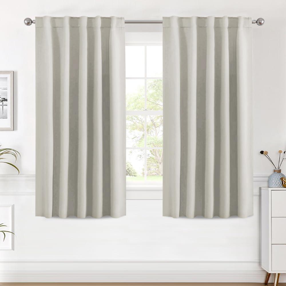 H.VERSAILTEX Blackout Curtains Thermal Insulated Window Treatment Panels Room Darkening Blackout Drapes for Living Room Back Tab/Rod Pocket Bedroom Draperies (2 Panels, Ivory/Cream, 42 x 54 Inch)