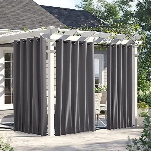 NICETOWN 2 Panels Weighted Blackout Curtains for Patio Waterproof, Top & Bottom Grommet & Back Tab Fixed Outdoor Curtains Windproof Drapes Thermal Insulated for Porch, W66 x L84, Grey NICETOWN 2 Panels Weighted Blackout Curtains for Patio Waterproof, Top & Bottom Grommet & Back Tab Fixed Outdoor Curtains Windproof Drapes Thermal Insulated for Porch, W66 x L84, Grey