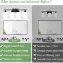 MOKATNG 4-Light Bathroom Light Fixtures, Vanity Light with Milky White Shades, Matte Black Bathroom Light Fixtures Over Mirror, Modern Bathroom Wall Lamp for Mirror Living Room Cabinet Bedroom