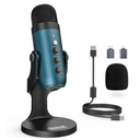 ZealSound USB Condenser Microphone,Computer PC Gaming Mic,Plug&Play Microphones for PS 4&5.Monitor Adjust&Volume Control,Mic Gain Control,Mute Button for TikTok,YouTube Podcast on Mac&Windows(Teal)