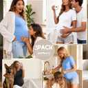 Ficerd 3 Pack Women's Maternity T-Shirts, Short Sleeve Maternity Tops Comfy Crew Neck Side Ruched Pregnancy Clothes (XXL)