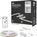 16.4ft COB Led Strip Light with Remote, 4000K Ra93+ Dimmable Bright Led COB Strip Light, White Continuous Led Strip Light for Mirror, Stair, Cabinet, Room