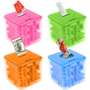 4 Packs Money Maze Puzzle Boxes, Money Gift Boxes for Cash Pop Up, Money Puzzle Box for Cash Gift Kids Adults