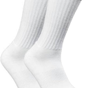Running Unisex Cushioned Sole Arch Support Athletic Crew Socks, White,2 Pair, Size Medium (7-10)
