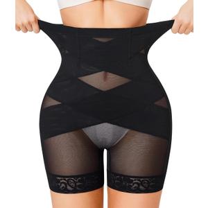 Nebility Shapewear Tummy Control Body Shaper High Waisted Butt Lifting Panties Shapewear Shorts Thigh Slimmer (Medium, Black)