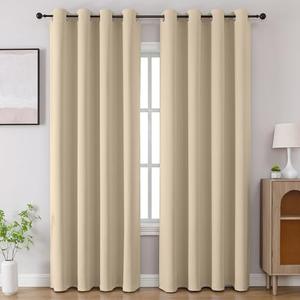 CUCRAF Light Beige Blackout Curtains 84 inch Length 2 Panels Set, Room Darkening Drapes for Living Room Bedroom, Thermal Insulated Light Blocking Grommet Window Curtain (W52 x L84 Inch)