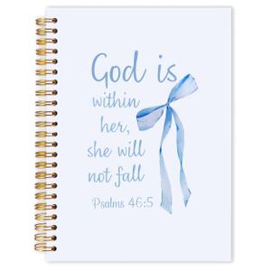 Qabliqo Coquette Christian Spiral Notebooks, Preppy Bow Bible Journals for Writing, Religious Journal for Women, Doing My Best Letting God Do the Rest Bile Notebook for Note Taking, 5.5x8.3 Inch