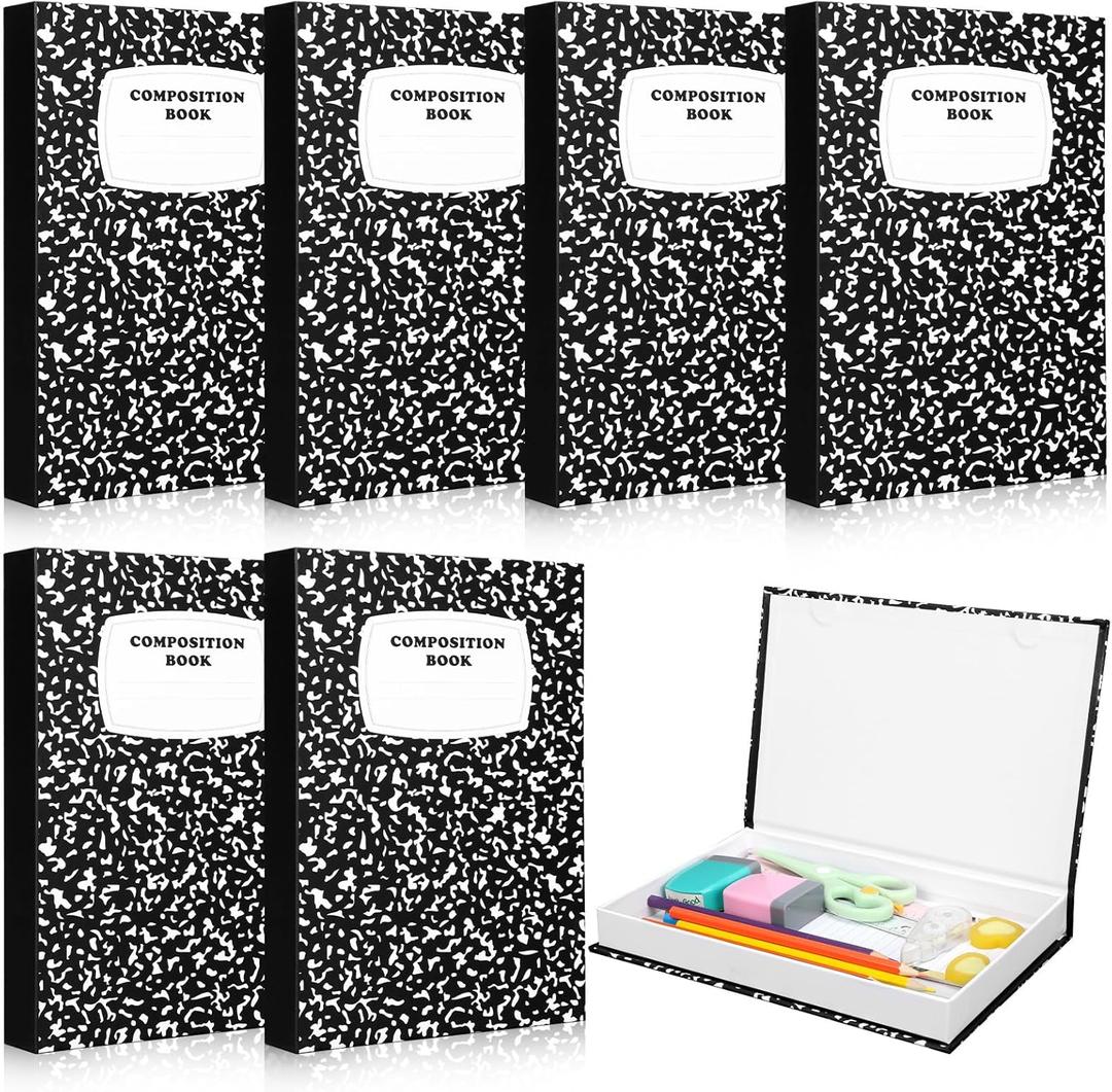 Amyhill 6 Pcs Teacher Appreciation Gifts Bulk Teacher Gifts Composition Notebook Box for Classroom Storage Boxes Graduation Party Favors Back to School Thank You Gift Supplies(Black)