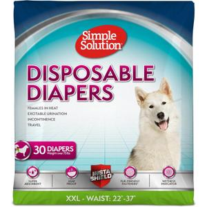 Simple Solution Dog Diapers Female, Dog Diapers, Potty Training, Super Absorbent, Breathable, Wetness Indicator for Urination, 2237 Inch Waist, (XXL, 30ct)