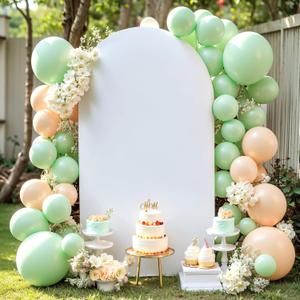 7.2FT Wedding Arch Backdrop Cover, Spandex Fitted White Arch Covers Stretchy Backdrop Balloon Arch Back Drop for Wedding Birthday Party Christmas Banquet Decoration
