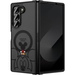 Threehundred for Samsung Galaxy Z Fold 6 Case Magnetic [Compatible with MagSafe], Cute Aesthetic Design Translucent Matte Military Grade Protection Hard Rugged Phone Case for Girls Women - Black