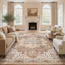 Vintage Washable 9x12 Area Rug Living Room Rugs, Brick Red