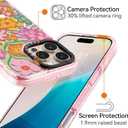 for iPhone 16 Pro Max Case Cute - Compatible with Magsafe - Durable Shockproof 6.6 ft Drop Impact Phone Case - Funny Passion Flower Design (6.9") Glitter Pink