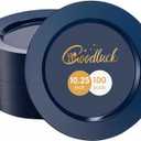 Goodluck 100PCS Navy Blue Plastic Plates, 10.25 Inch Dinner Plate Heavy Duty Disposable Plastic Plates for 100 Guests Party, Wedding, Birthday & Daily Use and New Year Events