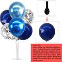TONIFUL 4 Set Metallic Blue Silver Balloon Stand Centerpiece Table Decorations for Men's Birthday,Father's Day Retirement,Blue Party Decoration,Graduation Decorations 2026,Baby Shower