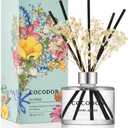 COCODOR Flower Reed Diffuser Set / 6.7oz / White Jasmine/Scent Diffuser with Sticks Home Fragrance Reed Diffuser for Bathroom Shelf Decor (Real Flower/6.7Ounce/1Pack)