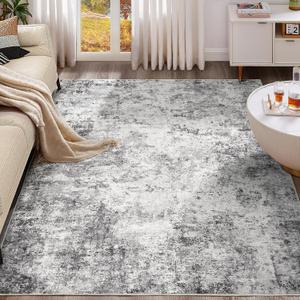 6x9 Area Rug Living Room Rugs - Washable Neutral Modern Abstract Soft Thin Rug Indoor Floor No Slip Rug Carpet for Bedroom Under Dining Table Home Office Decor - Grey