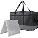 Bodaon 1PK Thermal Insulated Food Delivery Bag with Hard Bottom - 3X-Large Catering Cooler Bag for Hot and Cold Meals - Ideal for Commercial Pizza Transport, Grocery, Restaurants, and Events. Black