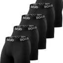 BOOJO 5 Pack Compression Shorts for Men - Athletic Running Black Spandex Quick Dry Underwear for Workout Gym Basketball, Medium