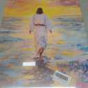 Pink Jesus Wall Art Jesus Walking On Water Wall Decor God Christian Painting Poster Religious Biblical Picture Print Artwork for Living Room Bedroom Church Decoration Home Decoration (16x24in Canvas)